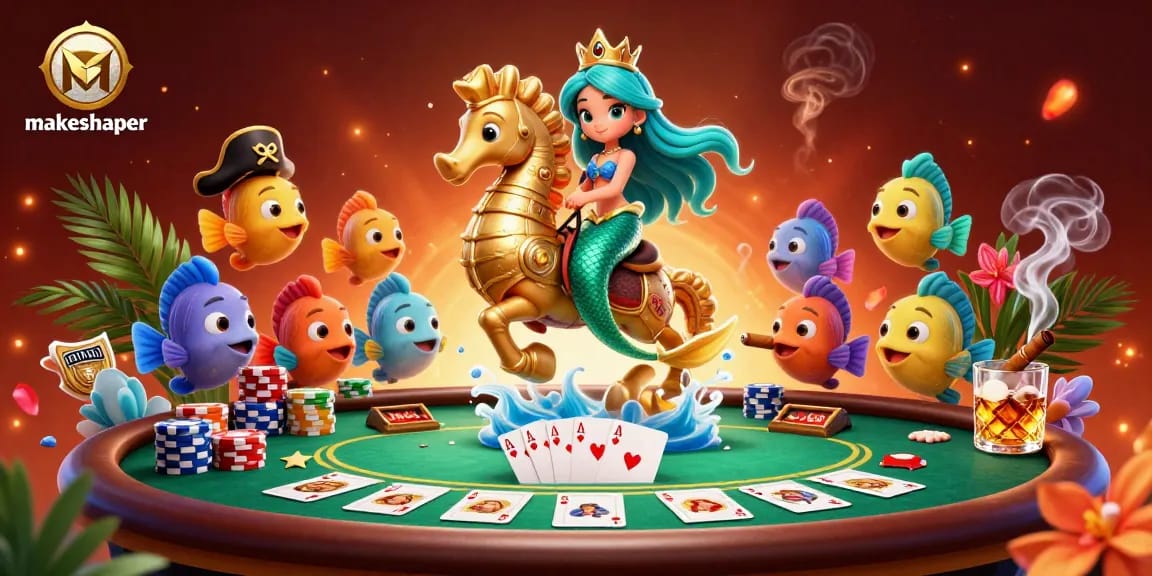 Experience the thrill of gaming with makeshaper's vibrant casino-inspired 3D illustration.