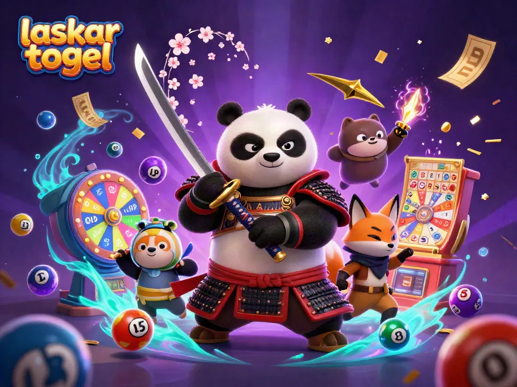 Engage with the vibrant and dynamic laskar togel scene featuring samurai panda and ninja fox in action.