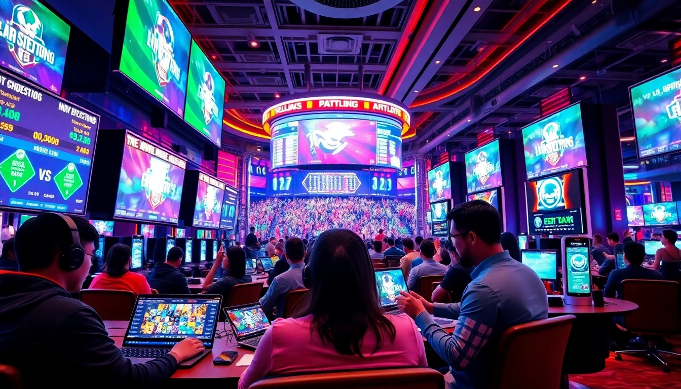 Engaging esports betting Malaysia in a lively casino environment with energetic players.
