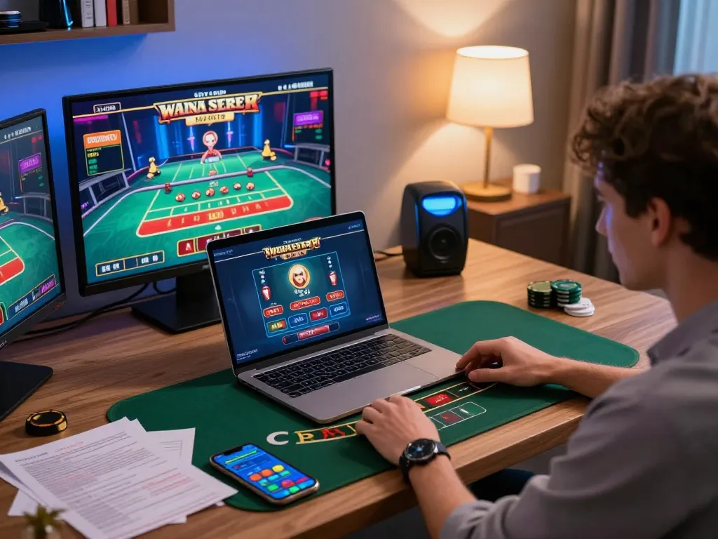 Engaging in a live blackjack game online with Go 88 on a stylish gaming setup.