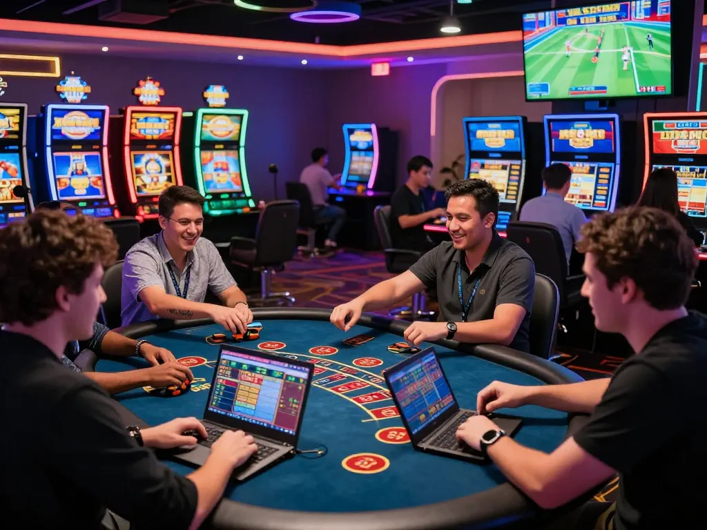 Engaging scene at af88 nhà cái with players enjoying live casino games, showcasing vibrant gaming atmosphere.