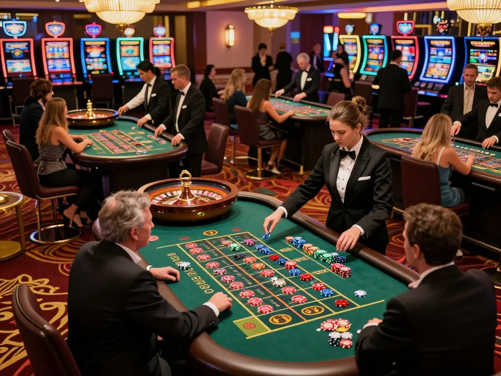Players placing bets at mm88 roulette tables in a lively casino atmosphere, enhancing gaming excitement.