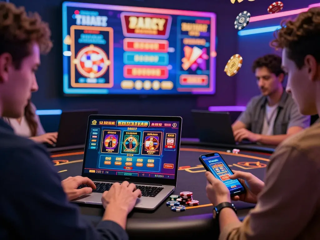 Exciting online casino gaming scene at TR88, showcasing players engaging with vibrant games and mobile betting options.