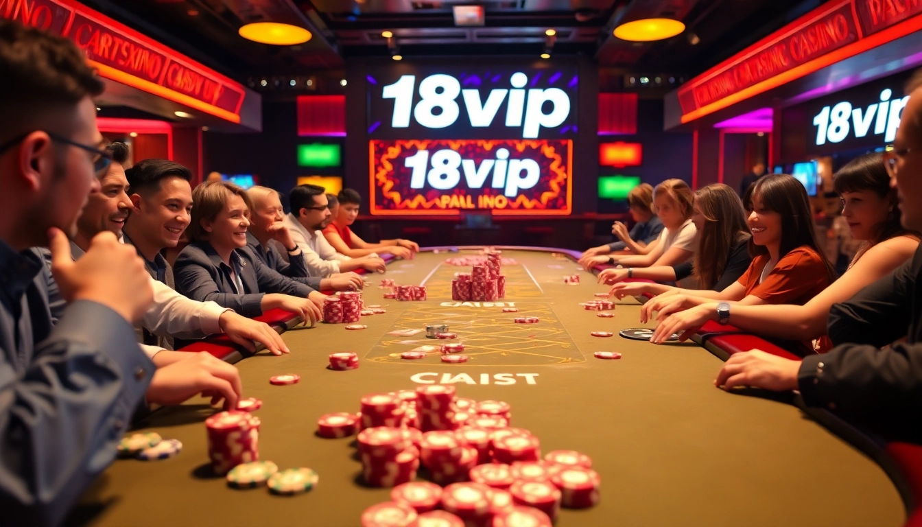 Engaging players at the casino table, showcasing the 18vip gaming experience with vibrant energy.