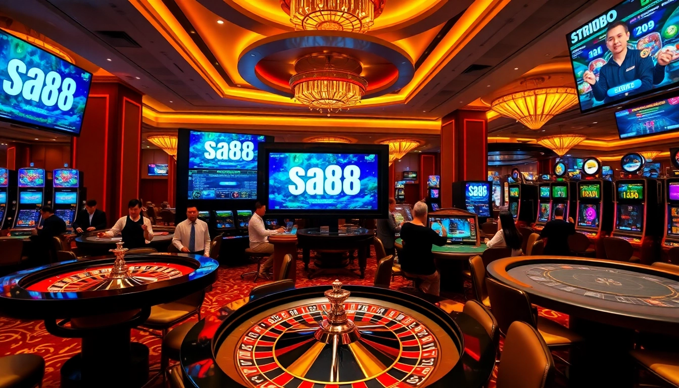 Experience the excitement of sa88 online gaming with vibrant casino visuals, thrilling gameplay, and elegant tables.