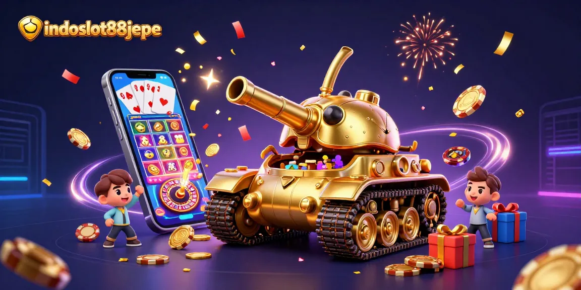 Experience exclusive gaming action with indoslot88jepe's vibrant casino scene featuring a golden beetle tank.