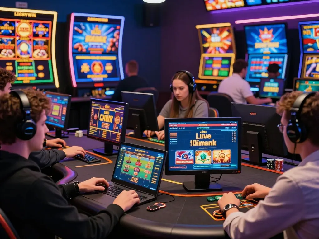 Players enjoying online games at https://luckywin.free/ in a vibrant virtual casino environment.