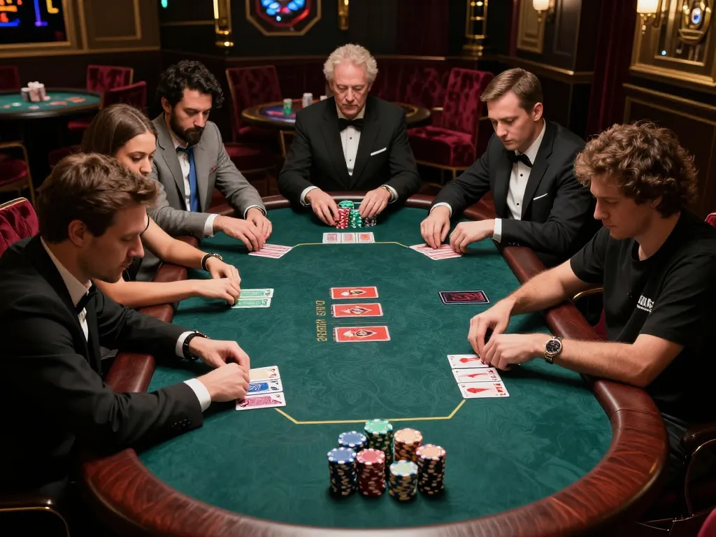 Engaged players at a poker table during an exciting session at a casino highlighting strategic play with 789P