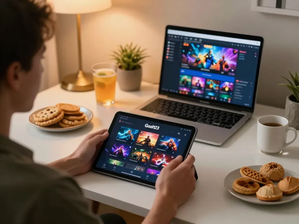 Strategically engaging with the đăng nhập goal123 casino app at home, showcasing a cozy gaming environment.
