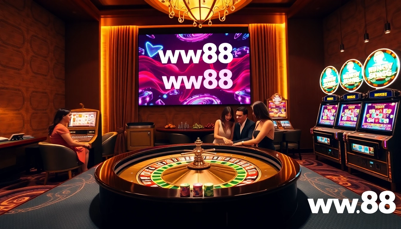 High-stakes gaming at ww88 with roulette and colorful chips creating an exciting atmosphere.