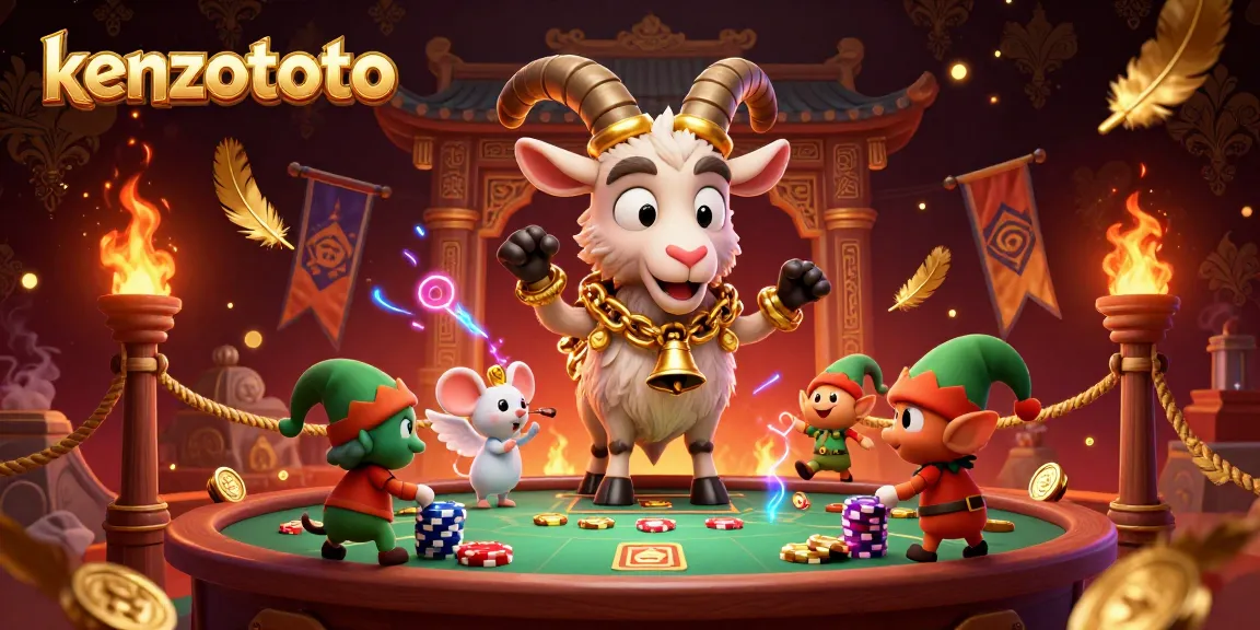 Kenzototo showcases a festive yet spooky 3D casino scene with Krampus and playful characters, emphasizing engaging gaming activities.