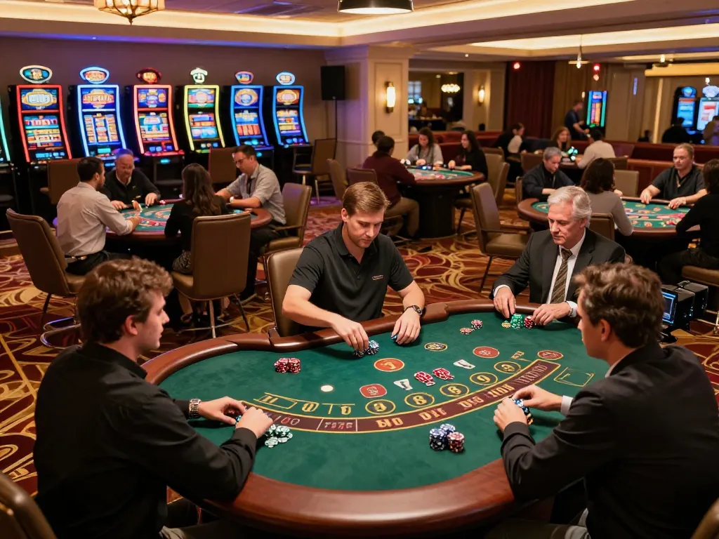 Players engaging in strategic gameplay at Fly88 casino, showcasing dynamic table action.