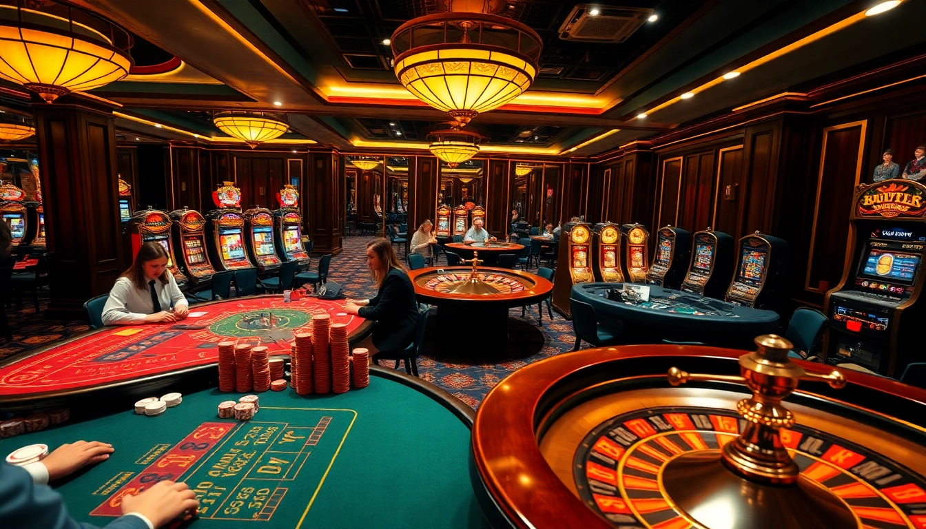Experience thrilling gameplay at https://xx88.us/ with Baccarat tables, poker chips, and vibrant casino ambiance.