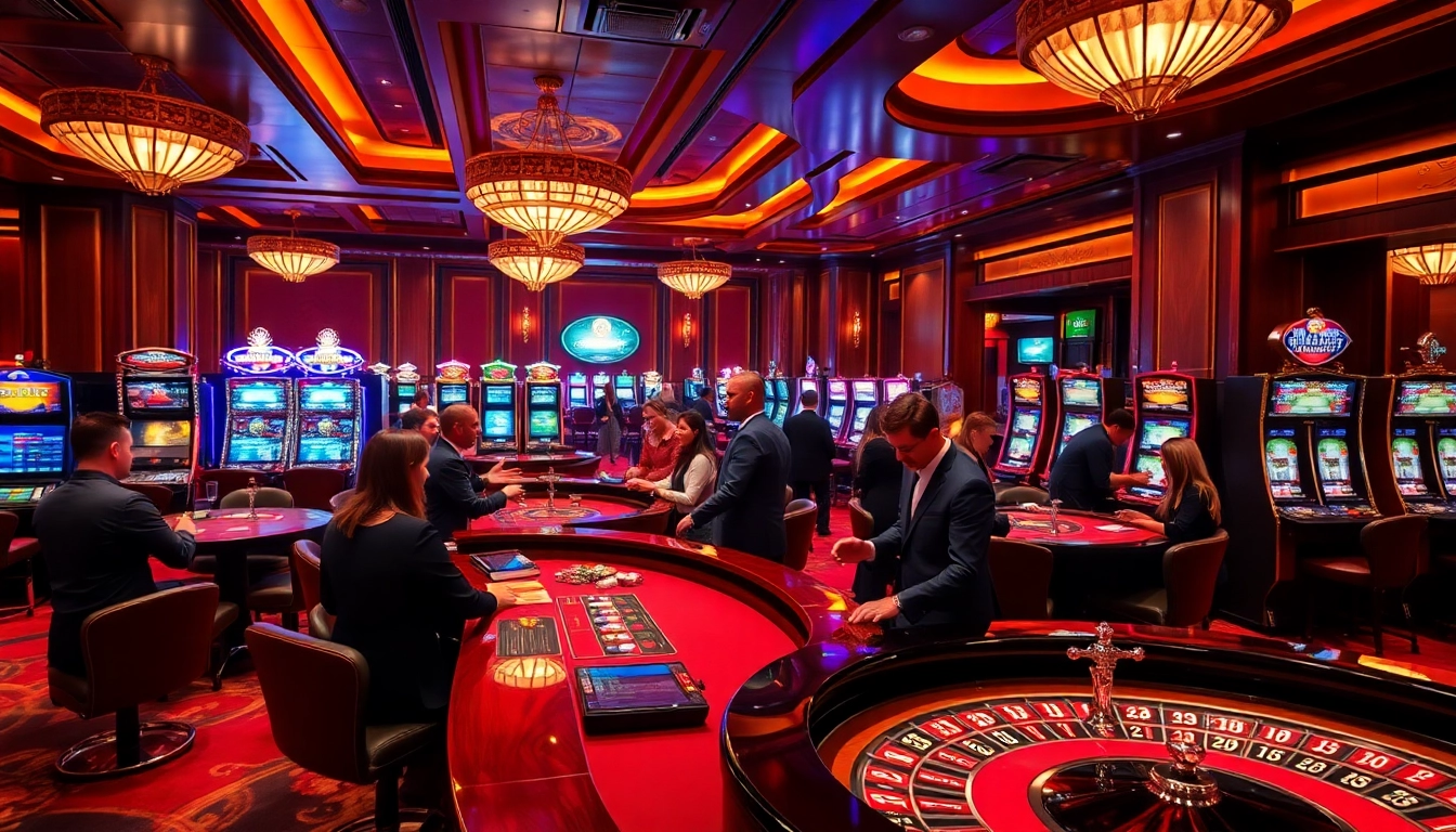 Experience thrilling gameplay at SODO Casino with players eagerly betting at lively tables and colorful machines.