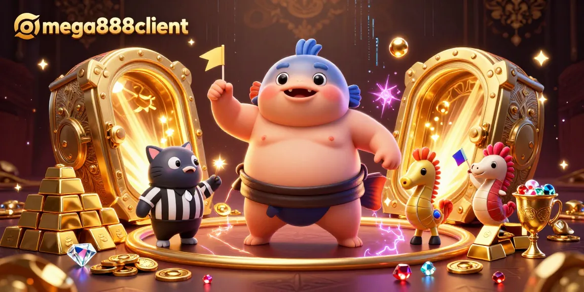 Win big with mega888client in a vibrant underwater casino scene full of treasures.