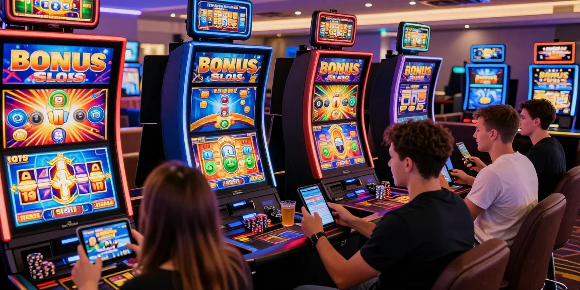 Players enjoying Bonus Buy Slots at an online casino, energized atmosphere showcasing https://bbsfieldguide.org.uk/ gaming excitement.
