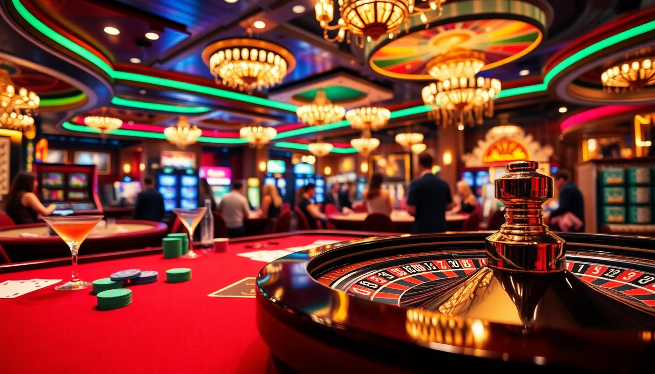 Pasang taruhan SBOBET88 dengan judul kartu dan chip cerah di kasino yang ramai.