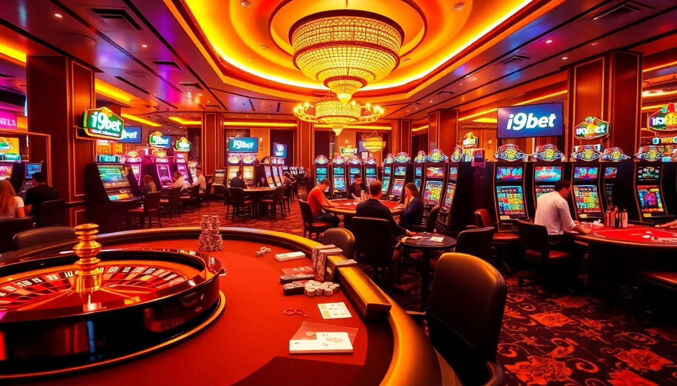 Experience thrilling gaming at i9bet's vibrant casino table with players immersed in high-stakes bets.