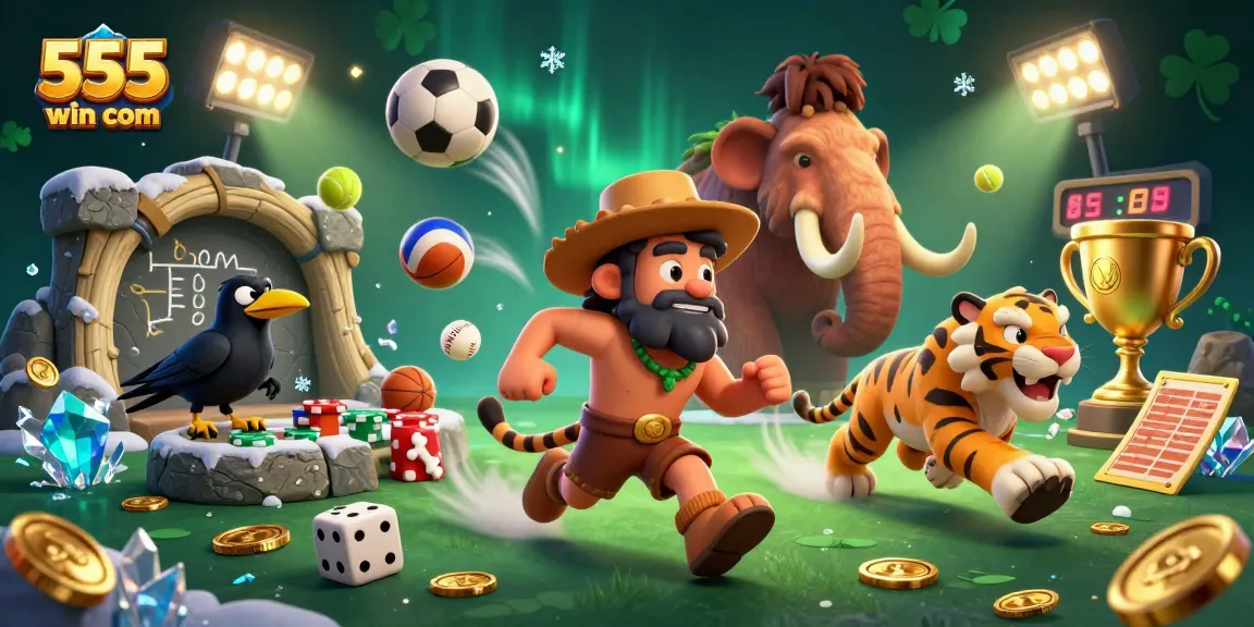 Win big at 555win com with an exciting prehistoric casino experience featuring cavemen.
