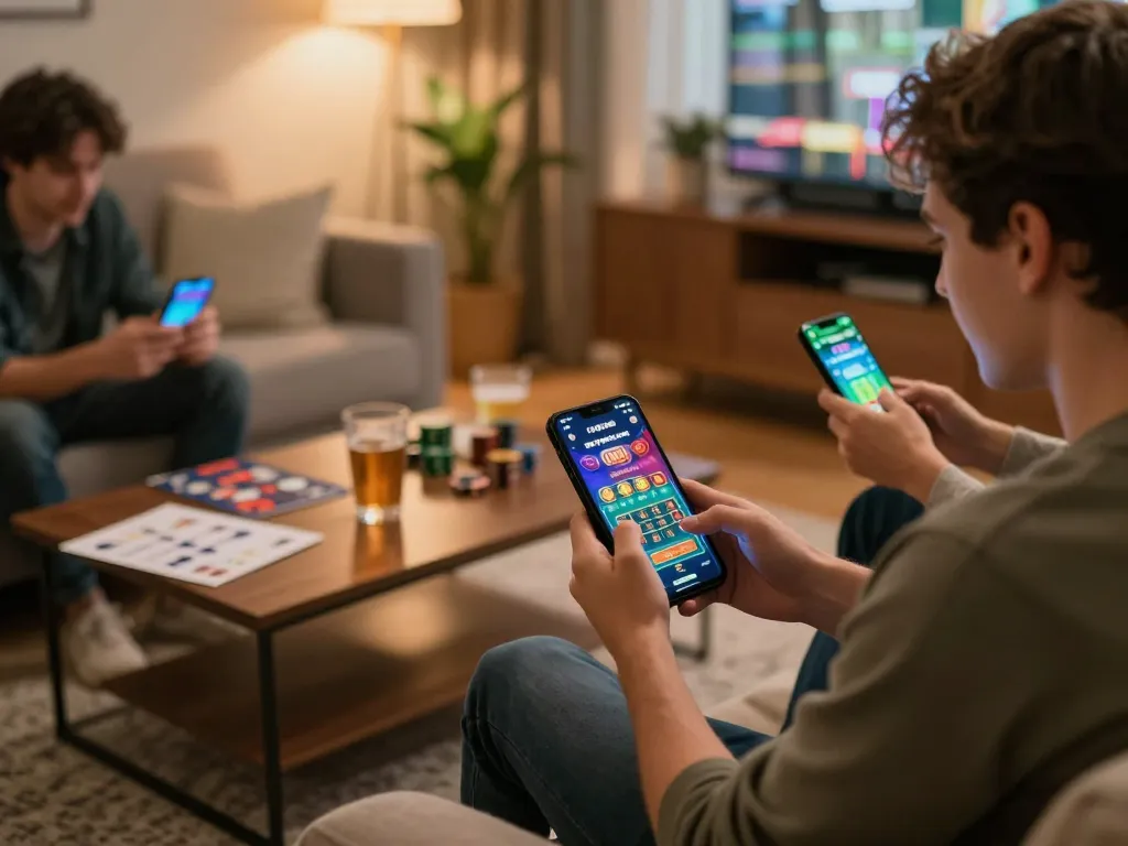 Engaged player using a mobile app for captivating games on C168 com in a cozy setting.