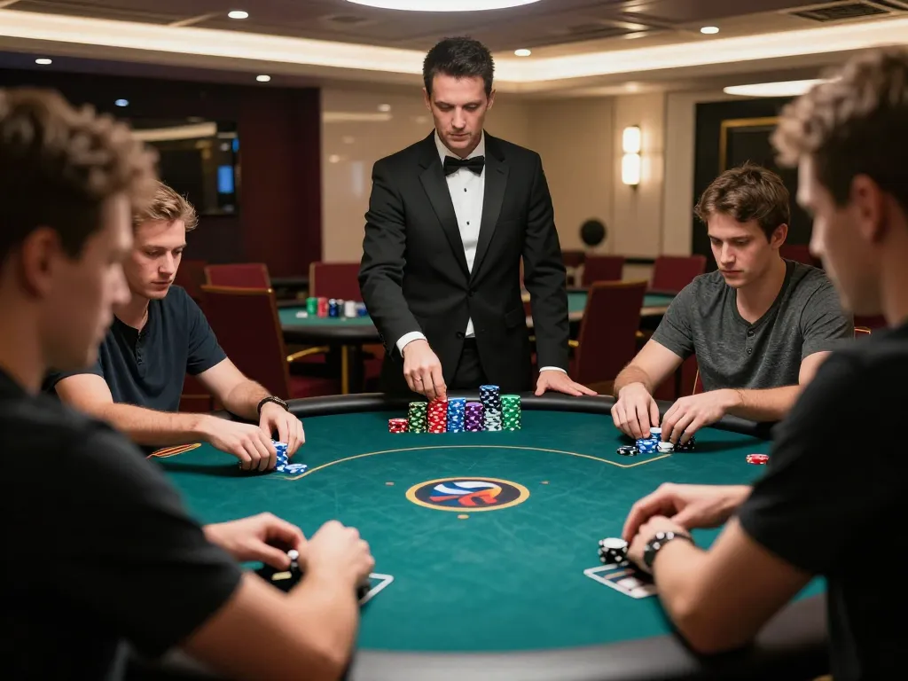 Players engaged in an intense poker game at 88AA casino, showcasing strategic moves and excitement.