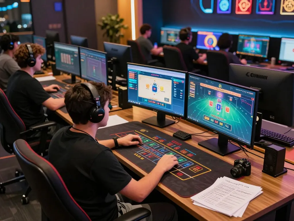 KJC player engaging in live dealer baccarat at a modern gaming setup, focusing on strategy and gameplay.