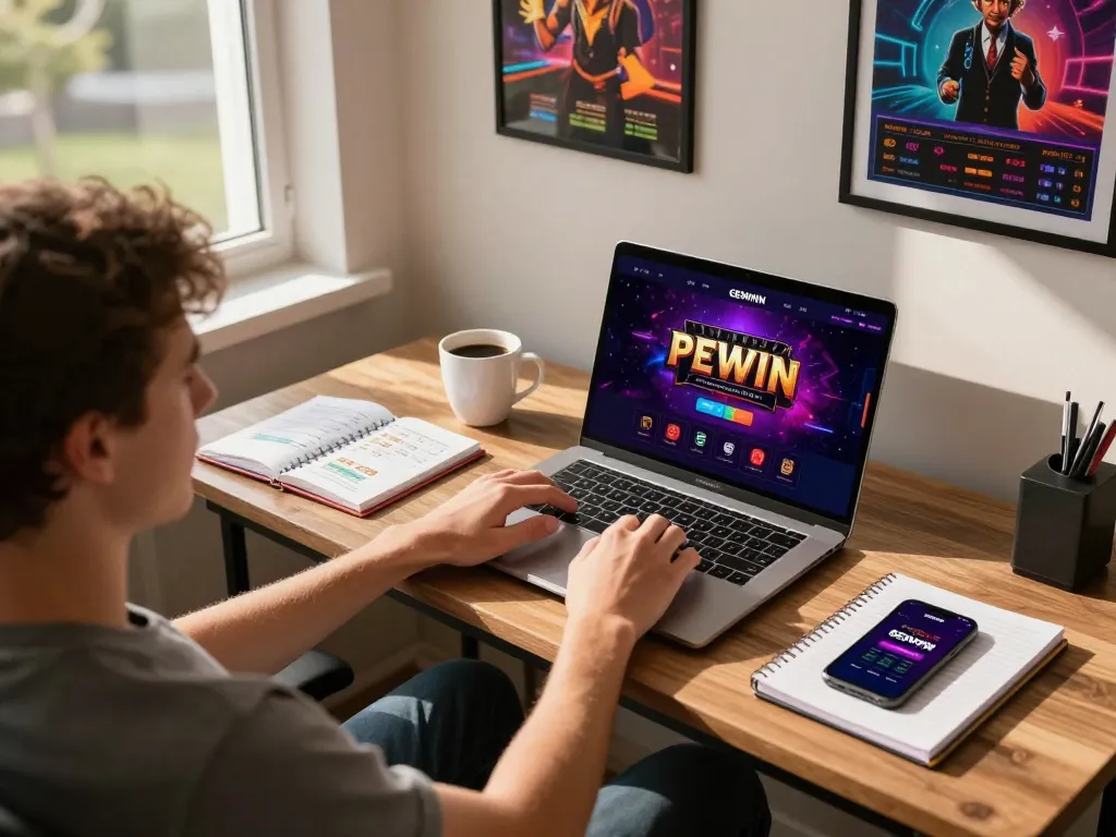Engaging online gaming setup with GEMWIN interface displayed on laptop, highlighting strategic betting