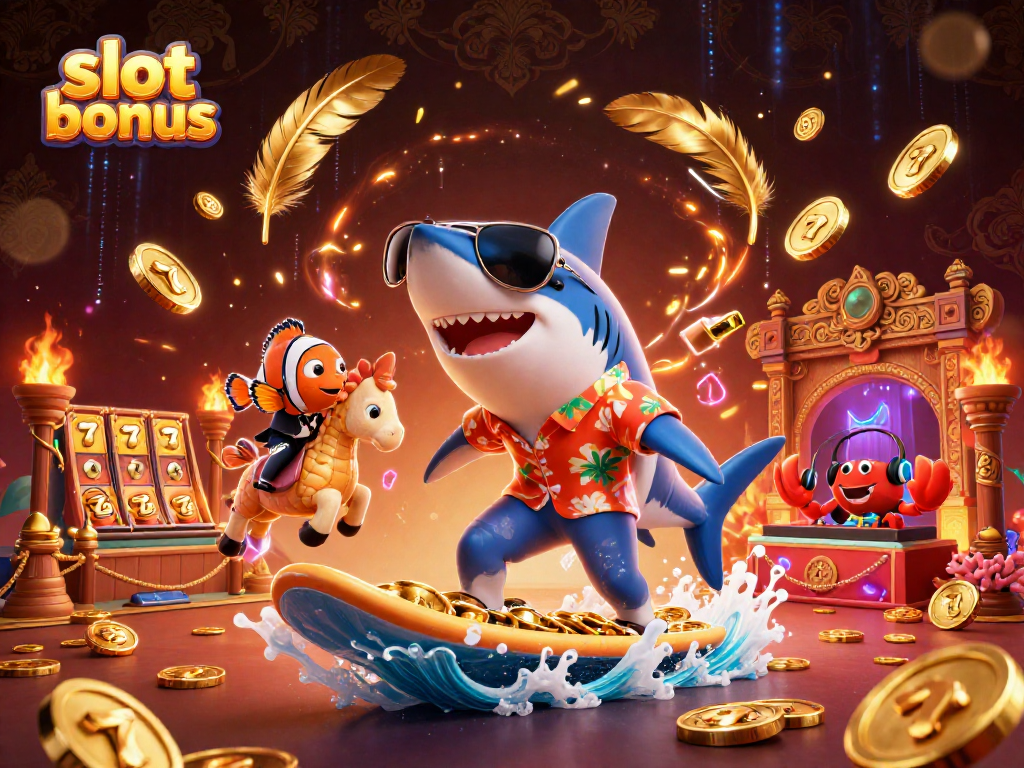 Win exciting slot bonuses while enjoying a thrilling 3D casino adventure featuring colorful characters.