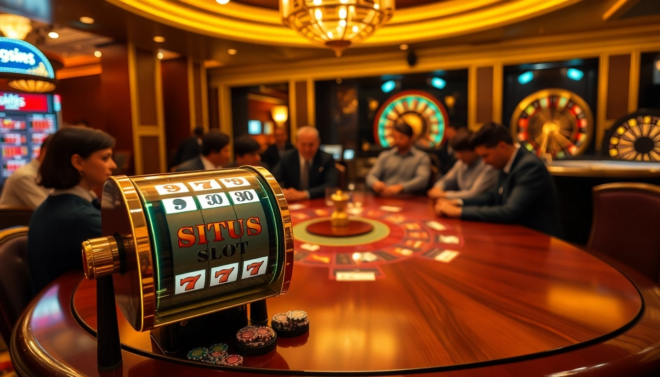 Experience the excitement of Situs Slot with vibrant casino games and a high-stakes poker atmosphere.