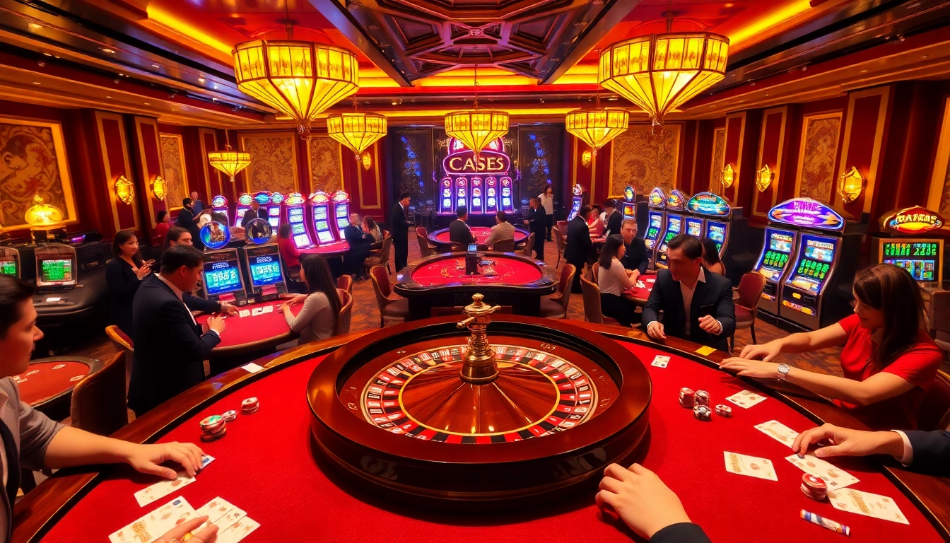 K9K9 homepage ambiance capturing excitement at roulette and poker tables in a luxury casino.