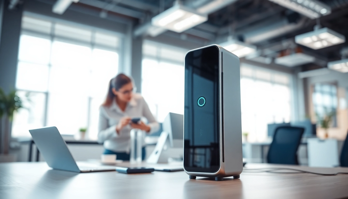 Showcasing the innovative AT99 in a modern workspace with sleek technology.