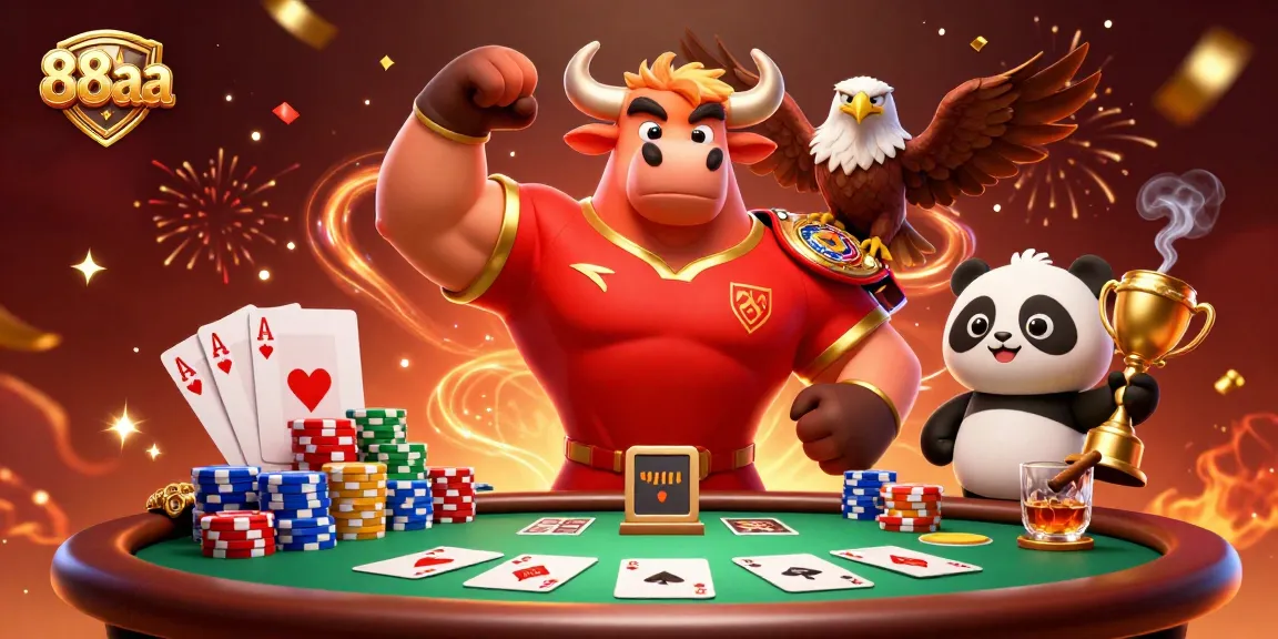 Win big at 88aa with an exciting casino scene featuring vibrant characters and poker elements.