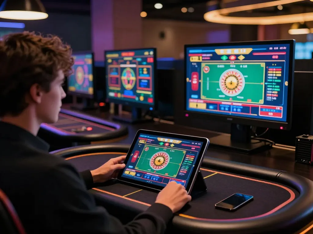 Engaging in roulette at ku88 online casino with stylish gaming setup and responsible betting tools.