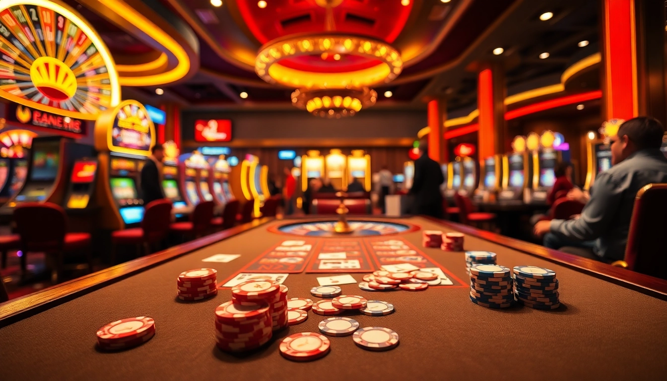 Engaging scene of poker betting at GK88 01 casino, showcasing colorful chips and cards.