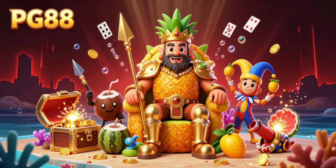 Engage with PG88's vibrant casino world featuring tropical characters and golden rewards.