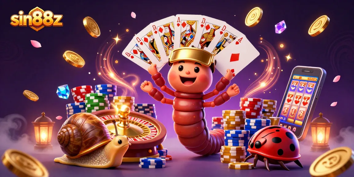 Engage with sin88z by playing exciting games illustrated in a vibrant casino scene.