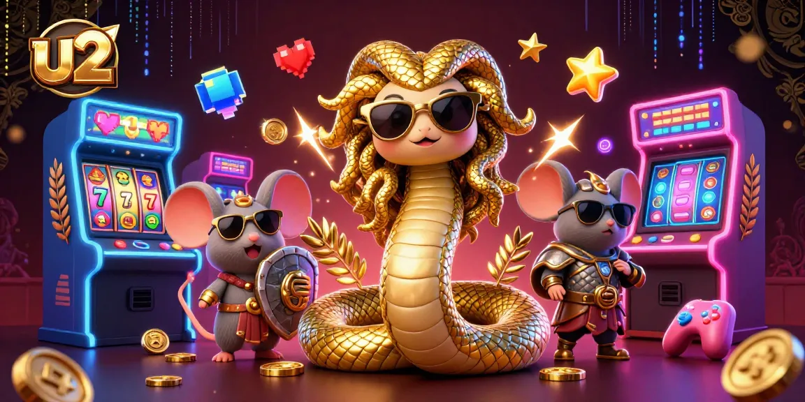 Win big with u2 Casino's vibrant slot games featuring Medusa and a warrior mouse.