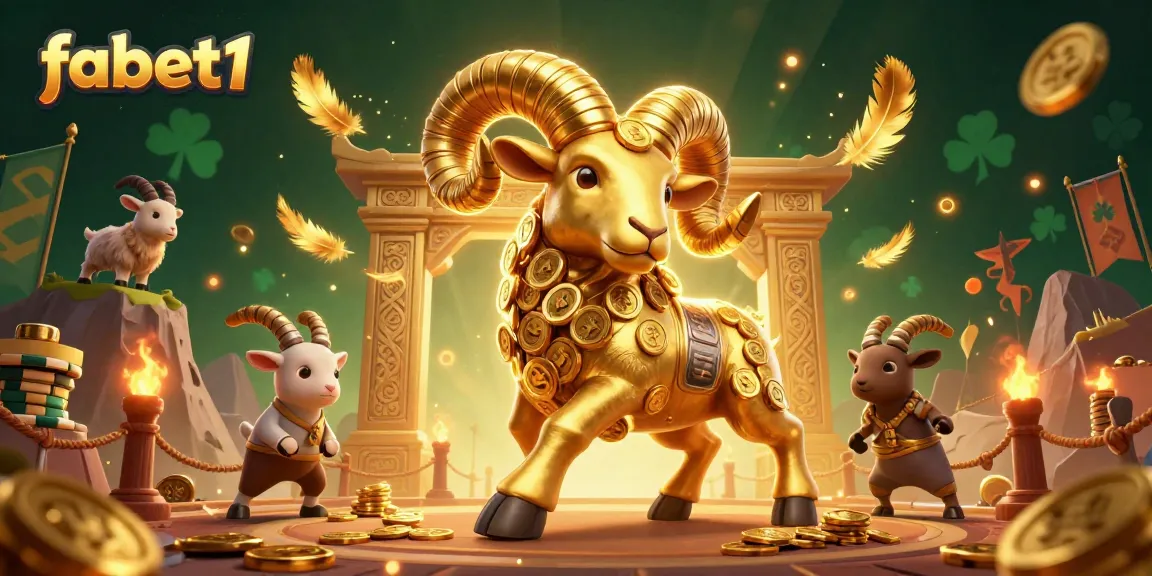 Experience fabet1's vibrant casino action with golden ram and immersed players in vivid illustration.