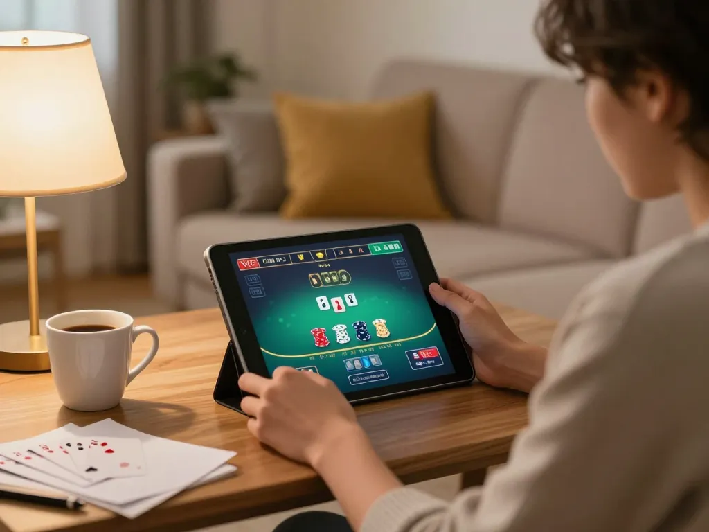 Orang yang terlibat dalam permainan blackjack di tablet, suasana nyaman di hotelmonterreysalamanca.