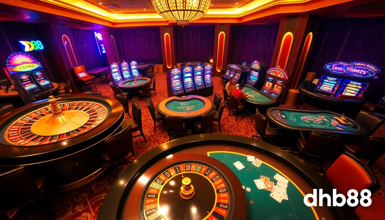 Experience the thrilling atmosphere at dh88 casino with vibrant gaming tables and eager players.
