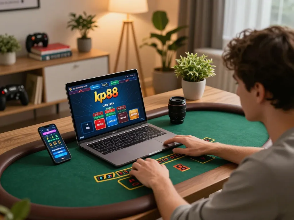Engage in exciting kp88 online blackjack at a home gaming setup with live dealer.