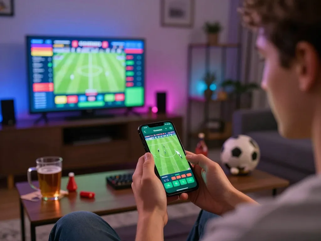 Active online sports betting scene with ty le bong da displayed on smartphone, showcasing engaging betting options.