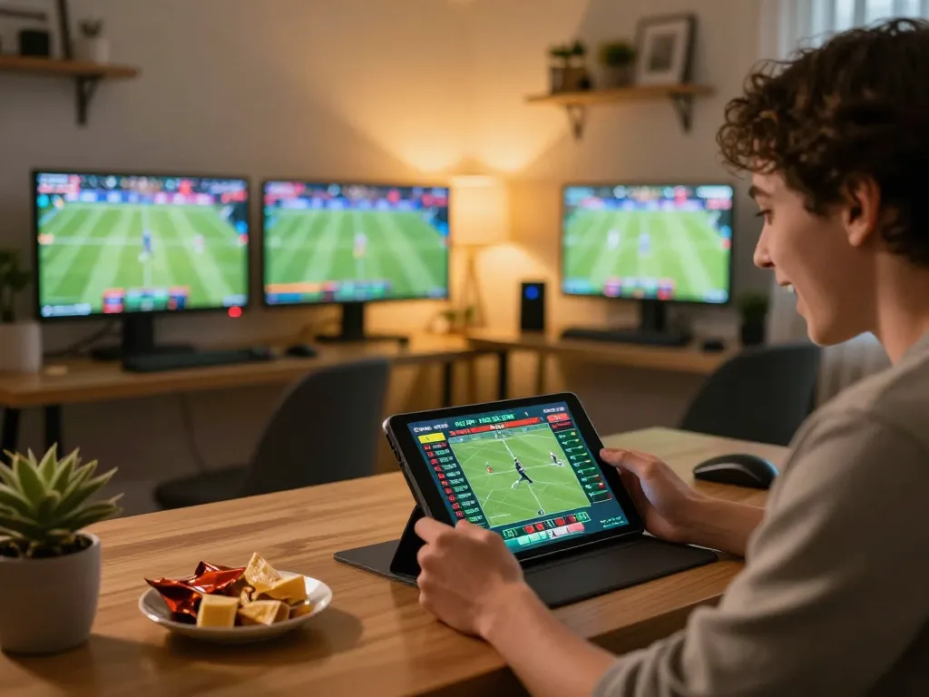 Engaging in SG 777 online sports betting with excitement visible on a player's face.