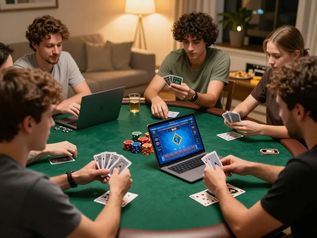 Pemain Bintangmpo menikmati malam permainan poker online yang menarik bersama teman-teman di rumah