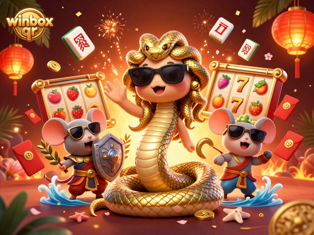 Engage with winbox qr for an exciting slot experience featuring cartoon Medusa and vibrant gaming elements.