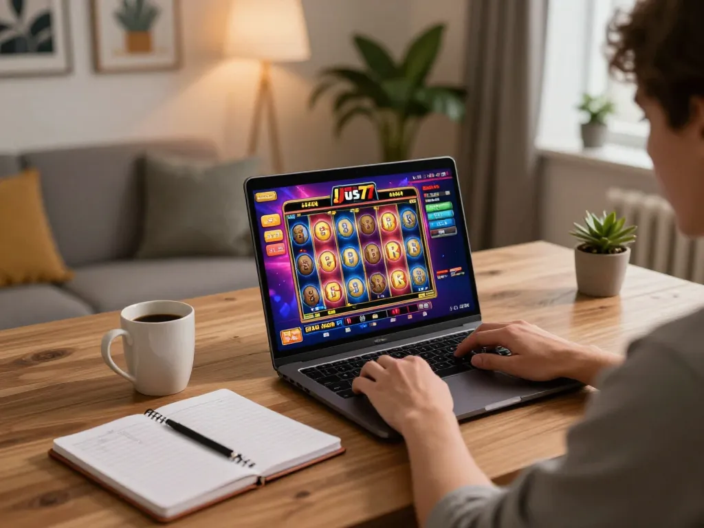 Engaging in online slots on jus77 with a vibrant interface for strategic players