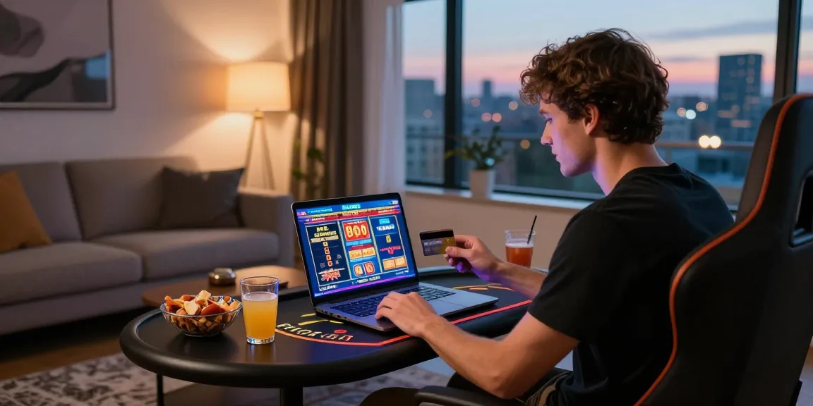Engaging scene of a player enjoying credit card casinos at home, featured on scoarch.org.uk