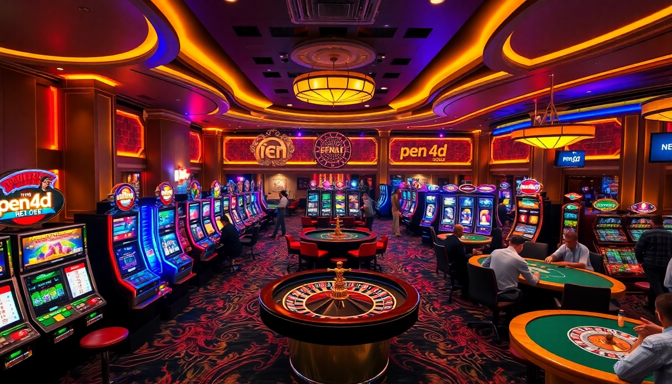 PEN 4D gambling ambiance showcasing excitement and creativity in a lively casino environment.