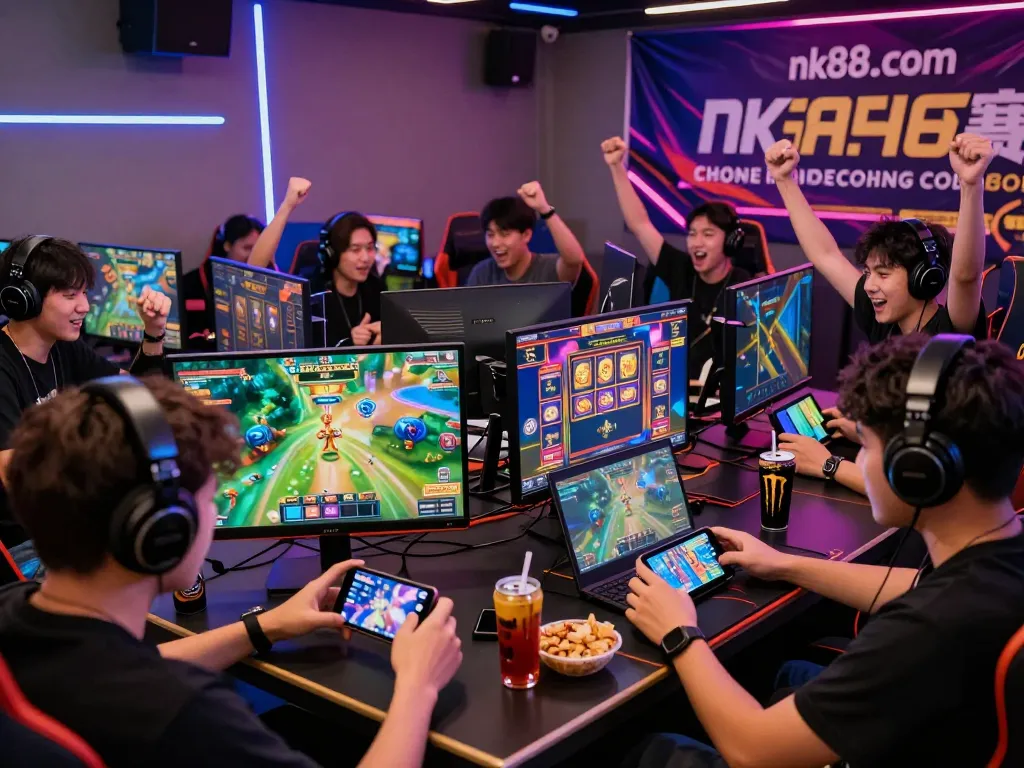 Exciting online gaming environment featuring players at nk88 com, showcasing vibrant game graphics and engaging camaraderie.