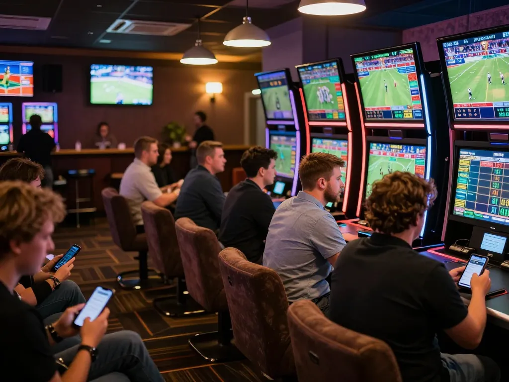 Engaging bettors at fabet sports lounge placing live wagers during exciting matches.